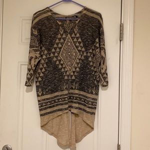 Tribal print open back sweater